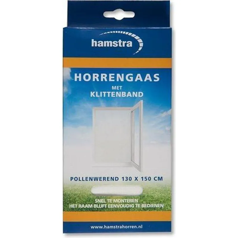 Hamstra gaas pollen + klitteband 130x150 wit