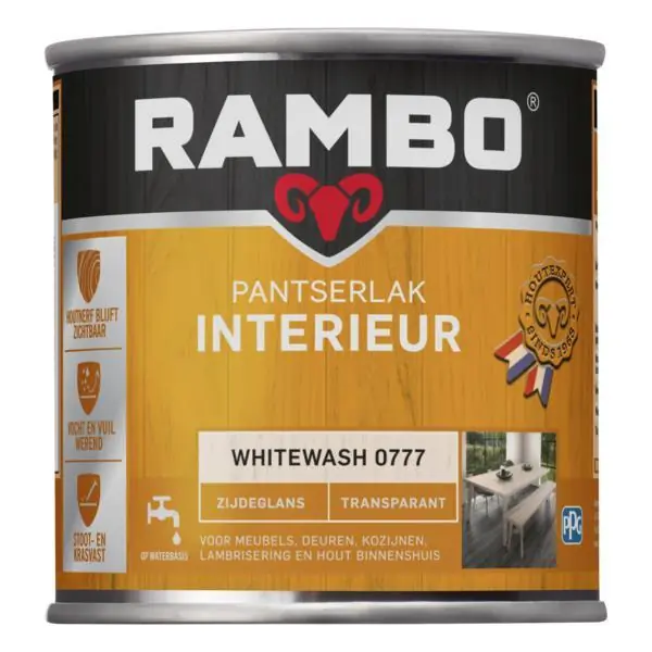 Rambo pantserlak interieur transparant zg whitewash 0777 250 ml.