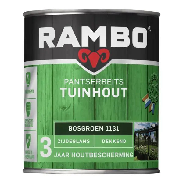 Rambo pantserbeits tuinhout zg dekkend bosgroen 1131 750 ml.