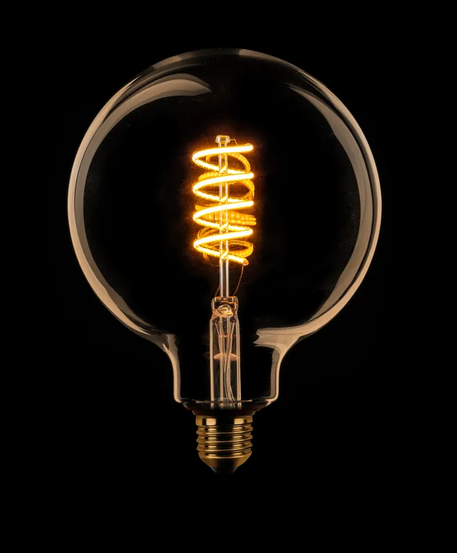 ETH Led Spiraal Globe 125mm E27 6W 3 stappen dimtone sceneswitch van 2200k-2400k-2700k Goud 80+210+490L