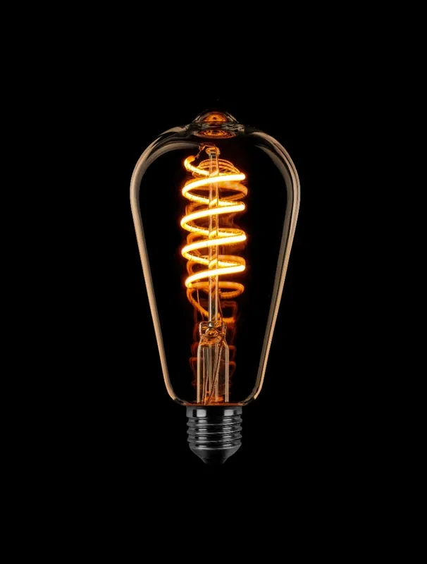 ETH Led Spiraal Edison ST64 E27 6W 3 stappen dimtone sceneswitch van 2200k-2400k-2700k Goud 80+210+490L