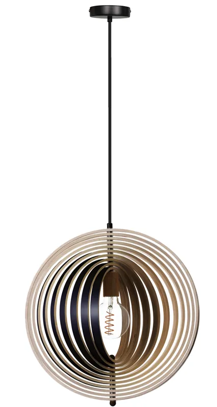 ETH Woody hanglamp E27 230v dia.435mm black outside&natural inside