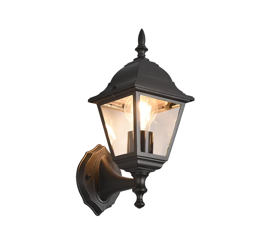 TRIO, Wand lamp, Livenza 1xE27, max.60,0 W Armatuur: Gegoten aluminium, mat zwart Wand montage,IP44,Zonder lichtbron"