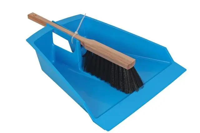 Bladeren blik blauw met stoffer