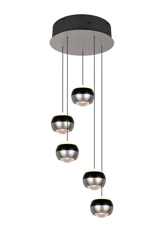 Trio Select hanglamp Orbit 5-lichts rond nikkel mat