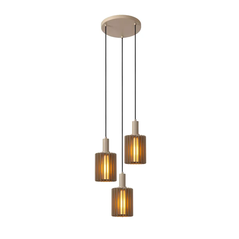 Lucide LAMBRES - Hanglamp - 3xE27 - Taupe