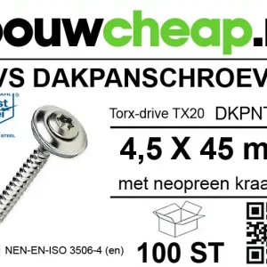 RVS Dakpanschroeven TX20 4,5 x 45mm