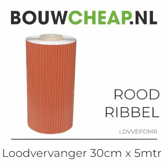Loodvervanger zelfklevend rood (30cm X 5 meter)