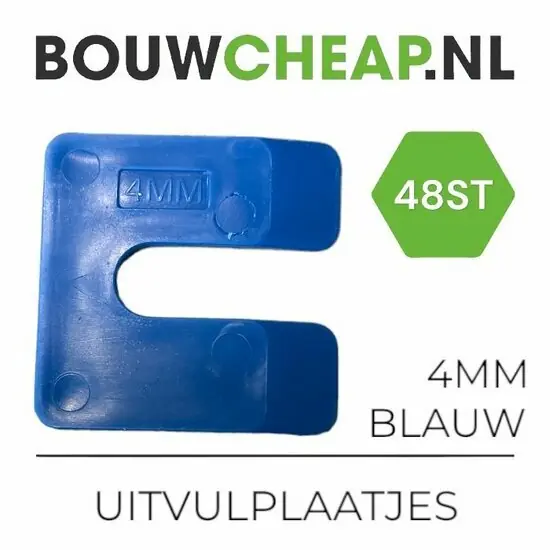 Uitvulplaatjes 4mm Blauw - PP-zak 48 stuks