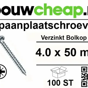 Spaanplaatschroeven Bolkop 4.0x50mm 200st