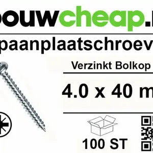 Spaanplaatschroeven Bolkop 4.0x40mm 100st