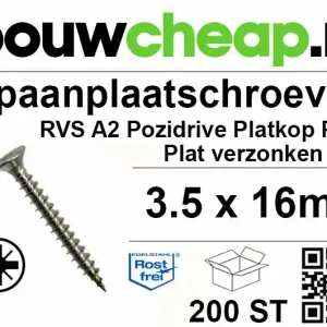 Spaanplaatschroeven RVS PZ 3.5x16mm PVK 200st