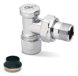 GK Verchroomd Haaks Voetventiel (15 mm) O-ring 13006-9