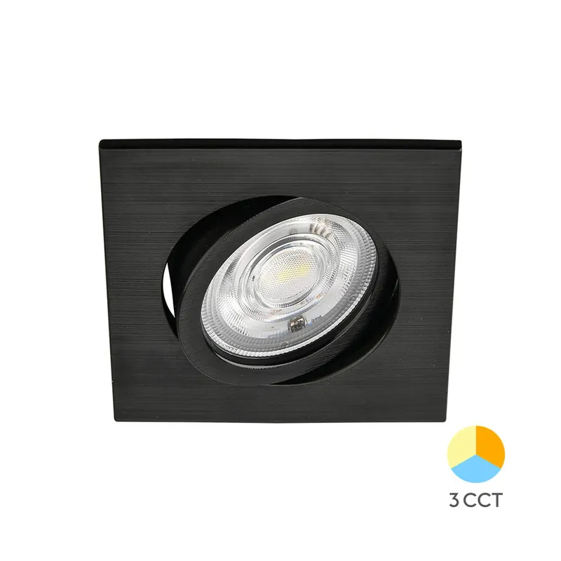 Braytron SPOTLED 7W Vierkant Zwart 3CCT LED Downlight