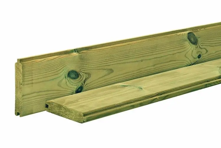 Scandinavisch vuren geschaafd blokhutprofiel 2,8x14,5x420 cm, groen ge?mpregneerd (werkend 13,2 cm)