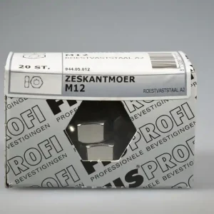 FIS PROFI 6-kantmoer M12x10 SW-19 metr. DIN934 rvs A2 AISI304 ds 20 st