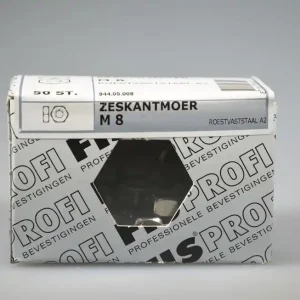 FIS PROFI 6-kantmoer M8x6.5 SW-13 metr. DIN934 rvs A2 AISI304 ds 50 st