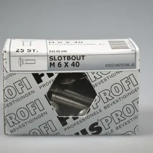 FIS PROFI slotbout M6x40 metr. DIN603 rvs A2 AISI304 ds 25 st