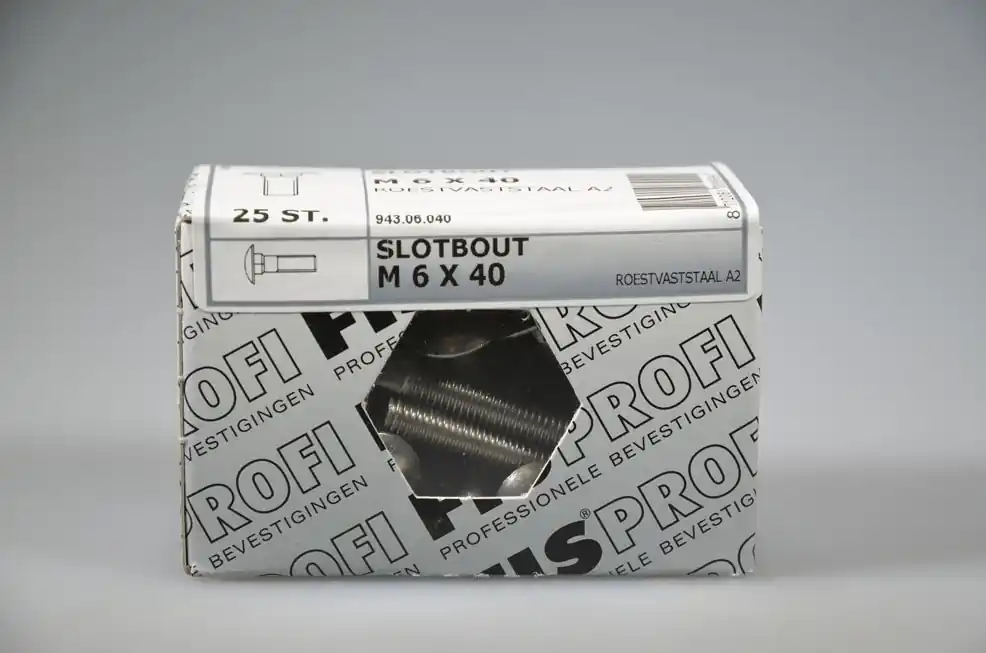 FIS PROFI slotbout M6x40 metr. DIN603 rvs A2 AISI304 ds 25 st