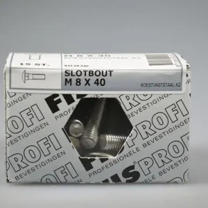 FIS PROFI slotbout M8x40 metr. DIN603 rvs A2 AISI304 ds 15 st