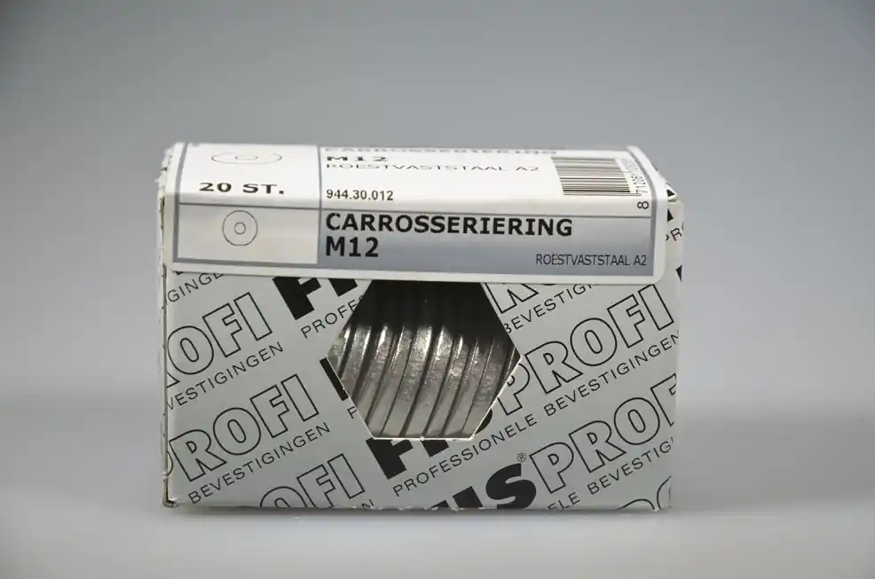FIS PROFI carrosseriering M12x3.0 DIN9021 rvs A2 AISI304 ds 20 st