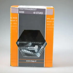 houtdraadbout 8x50 6-kantkop SW-13 verz. DIN571 staal 4.8 ds 40 st