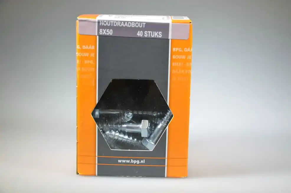 houtdraadbout 8x50 6-kantkop SW-13 verz. DIN571 staal 4.8 ds 40 st