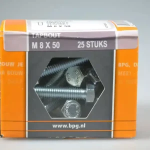 tapbout M8x50 6-kantkop SW-13 metr. verz. DIN933 staal 8.8 ds 25 st