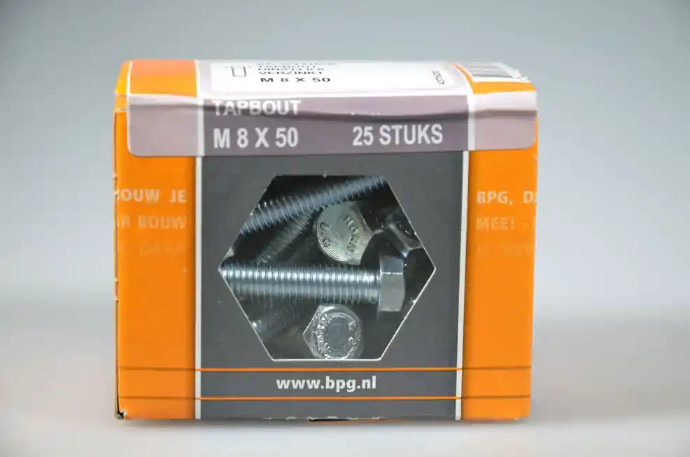 tapbout M8x50 6-kantkop SW-13 metr. verz. DIN933 staal 8.8 ds 25 st