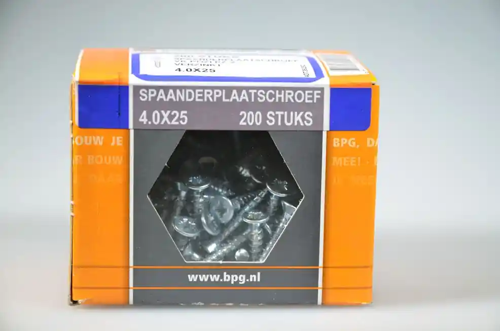 spaanplaatschroef 4.0x25 verz. kop pozidriv voldr neutraal verpakt verz. ds 200 st