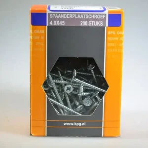 spaanplaatschroef 4.0x45 verz. kop pozidriv voldr neutraal verpakt verz. ds 200 st