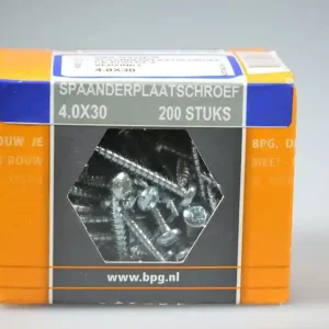 spaanplaatschroef 4.0x30 cilinderkop pozidriv voldr verz. ds 200 st