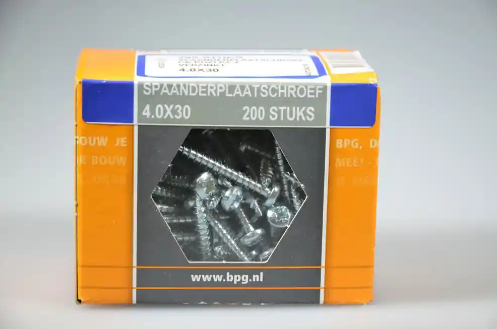spaanplaatschroef 4.0x30 cilinderkop pozidriv voldr verz. ds 200 st