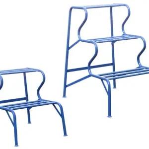 Stukadoorsbankje 2-treden blauw gepoedercoat H = 550mm