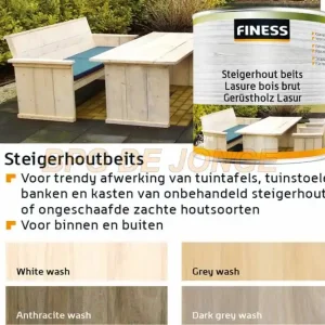 Finess Steigerhoutbeits white washbi/bu blik 750 ml
