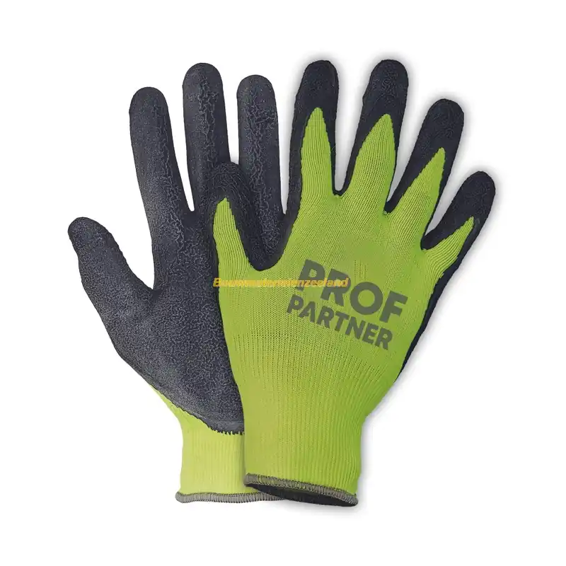 ProfPartner Bouw werkhandschoenen geel polyamide/latex maat 9, 12 paar