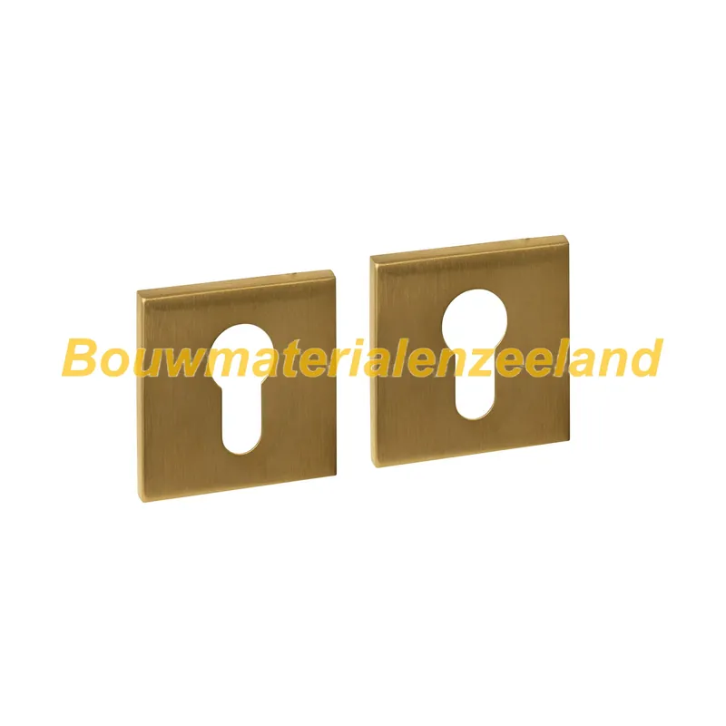 Cilinderrozetten verdekt 53x53x6mm PVD messing mat