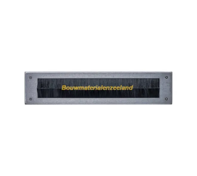Tochtwering rechthoekig 340x76mm rvs getrommeld