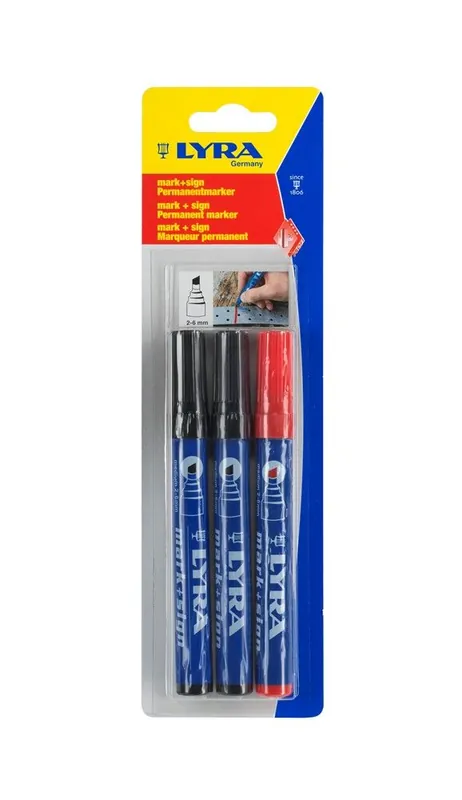 Merkstift perm. Fijn zw+rood 3 stuks