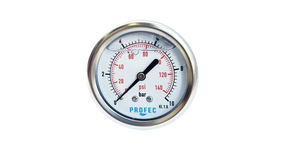 manometer 0 - 10 bar, achter aansluiting - nat