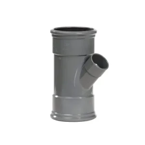 pvc verloop T-stuk 45 graden, 2x manchet/ 1x inwendig lijm