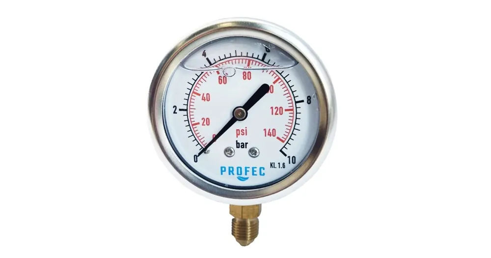 manometer 0 - 10 bar, onder aansluiting - nat