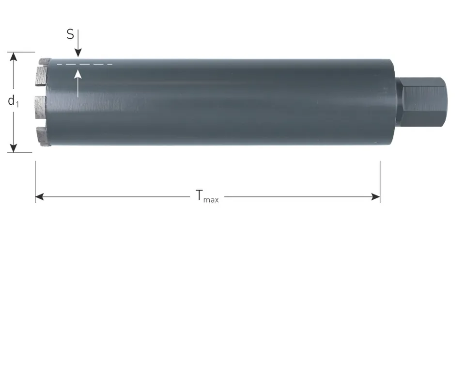 DIAMANTBOOR GRIJS, DROOG, 1.1/4", 10 SEGM., ø132X300