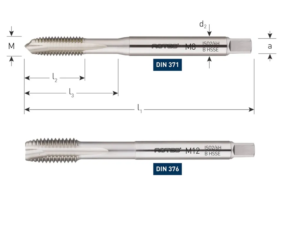 HSS-E MACHINETAP, DOORLOPEND, DIN 371, M10
