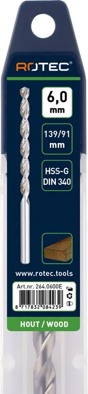 HSS-G HOUTSPIRAALBOOR LANG, DIN 340, TLS, ø12,5X134X205