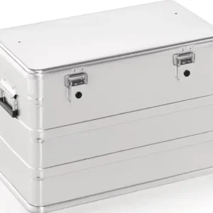 ALUMINIUM BOX L582XB385XH397MM 76 L MET KLAPHENDELSLUITING MET GATEN