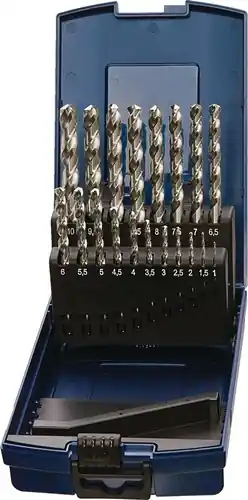 SPIRAALBORENSET DIN 338 TYPE RVS NOMINALE-D. 1-13X0,5 MM HSS-CO 25 DELIG KUNSTST