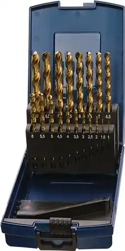 SPIRAALBORENSET DIN 338 TYPE N NOMINALE-D. 1-10X0,5 MM HSS TIN 19 DELIG KUNSTSTO