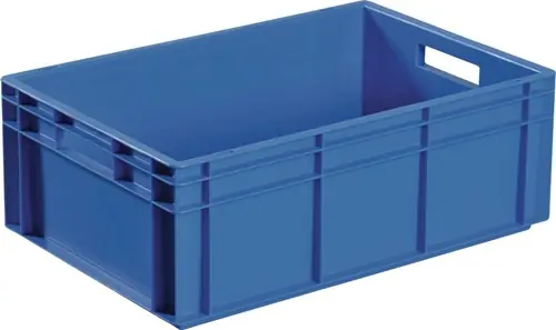 TRANSPORTSTAPELBAK L600XB400XH280MM BLAUW PP HANDGREEPOPENING ZIJWANDEN GESLOTEN