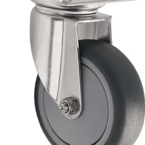 ZWENKWIEL WIEL D. 100MM DRAAGVERMOGEN 100KG MET BEVESTIGINGSPLAAT RUBBER GRIJS